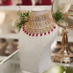 Banmala bridal kundan set (Ruby)