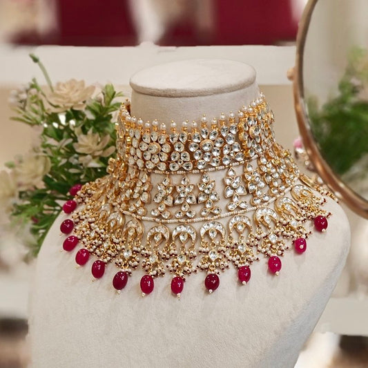 Banmala bridal kundan set (Ruby)