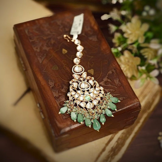 Aadal Polki Maangtikka (Mint Green)