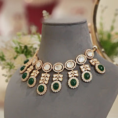 Anurima Green Polki Necklace Set