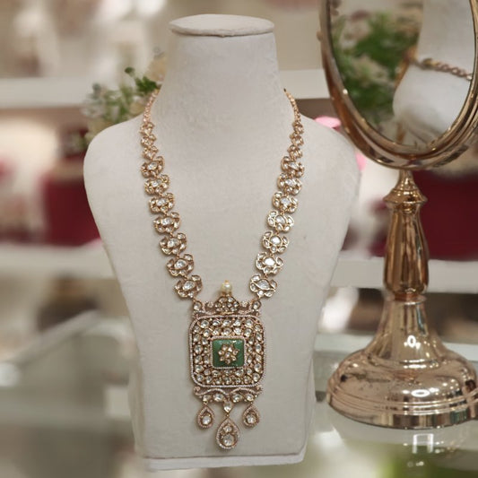 Avneet long Polki Set (Mint Green)