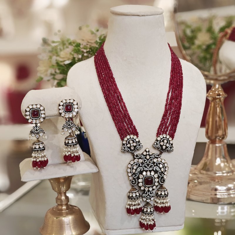 Manasvi moissanite Long set (Ruby Red)