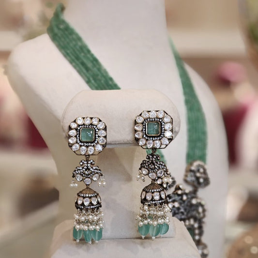 Manasvi moissanite Long set (Mint Green)