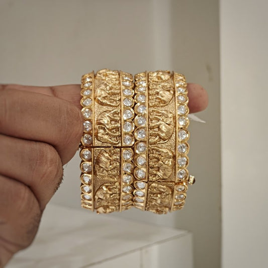 Walking Elephants Polki Bangles