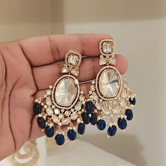 Aria polki earrings (Dark Blue)