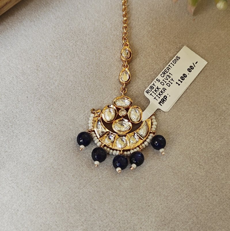 Adiva Polki Maangtikka (Royal Blue)