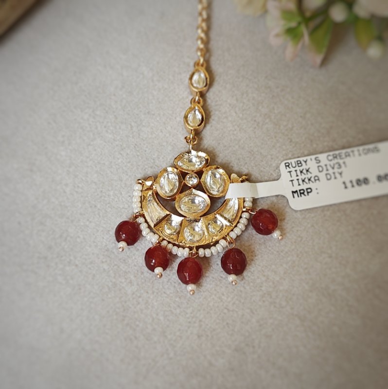 Adiva Polki Maangtikka (Mint Green)