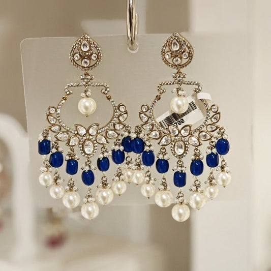 Anjana Blue polki danglers