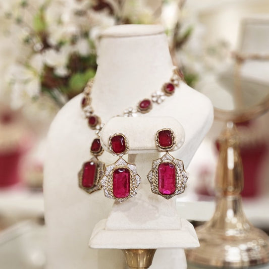 Anaira Victorian Ruby cz set