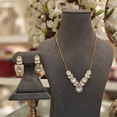 Charming Polki chain Set (Ruby Red)