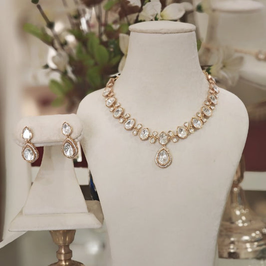 Anera single line polki neckline set