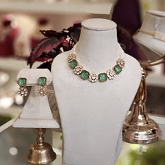 Charisma Mint Green Polki Set