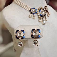 Devika polki choker set (Royal Blue)