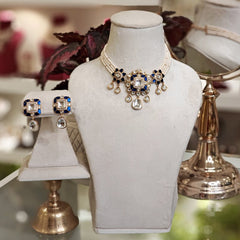 Devika polki choker set (Royal Blue)