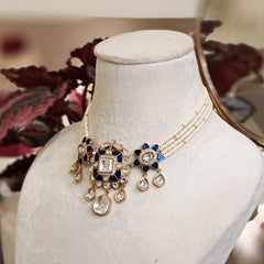 Devika polki choker set (Royal Blue)