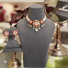 Devika polki choker set (Coral)