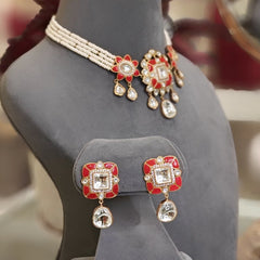 Devika polki choker set (Coral)