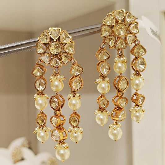 Beela Golden Polki Earrings