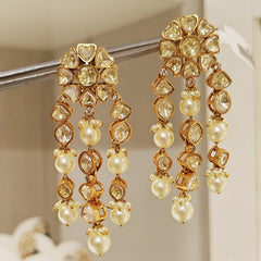Beela Golden Polki Earrings