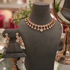 Reeva Polki Neckline Set (Pink)