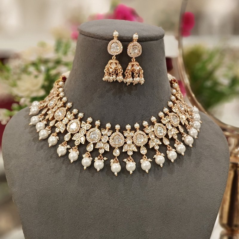 Aliaa Polki Neckline Set
