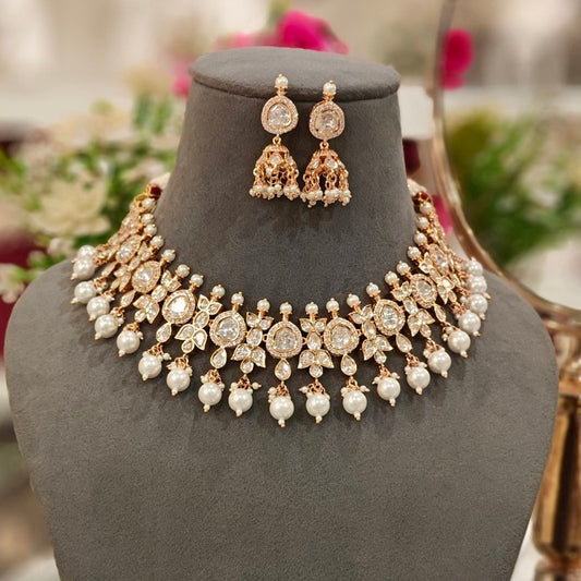 Aliaa Polki Neckline Set