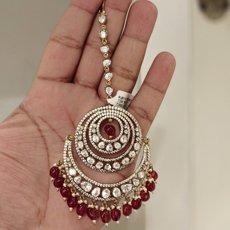 Rahaat Polki Maangtikka (Ruby Red)