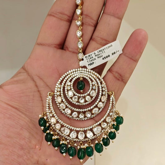 Rahaat Polki Maangtikka (Green)