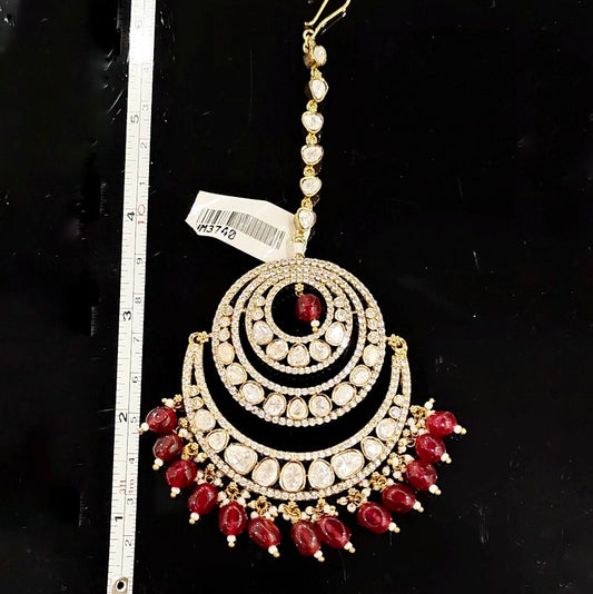 Rahaat Polki Maangtikka (Ruby Red)