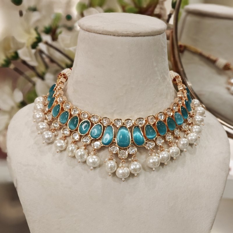 Rangoli Aqua polki set