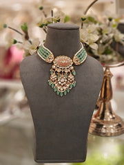 Aaryash Pink and mint green Polki Set