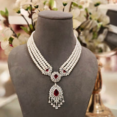 Revah Pendent Set (pearl, Ruby Red)