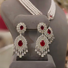 Revah Pendent Set (pearl, Ruby Red)