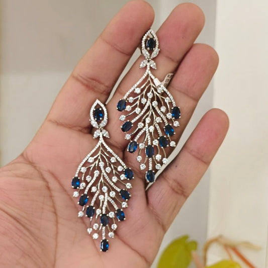 Olive Blue AD Earrings