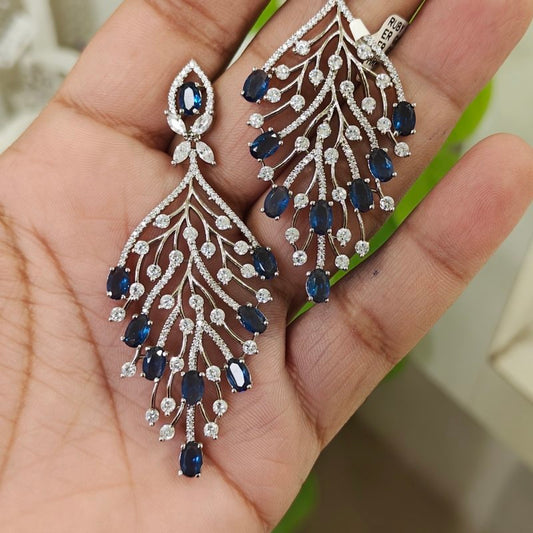 Olive Blue AD Earrings