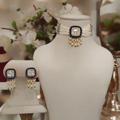 Aasvi Polki Choker Set (blue)