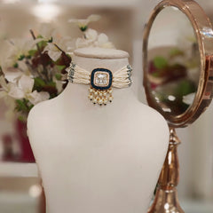 Aasvi Polki Choker Set (blue)