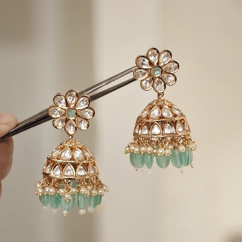 Anushka Polki Jhumki (Mint Green)