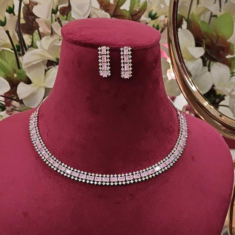 Vipasa AD necklace set (Pink)