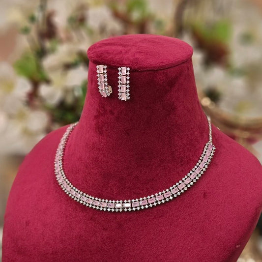 Vipasa AD necklace set (Pink)