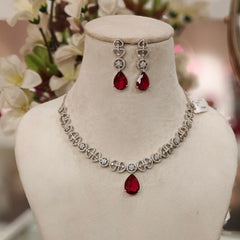 Charu AD Necklace Set (Blue)