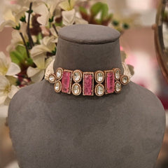 Anaima Polki Choker Set (Ruby)