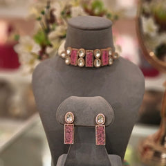 Anaima Polki Choker Set (Ruby)