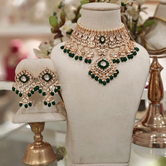 Karmanya Polki Choker Set (green)