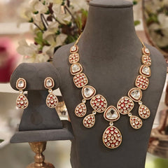 Renuka long polki set (Red)