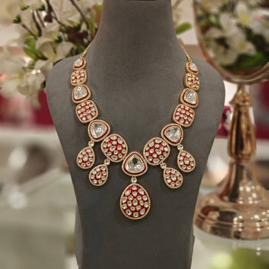 Renuka long polki set (Red)