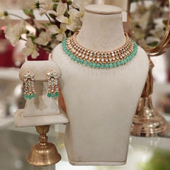 Gauhar mint green Neckline Set