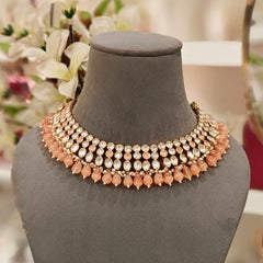 Gauhar peach Neckline Set