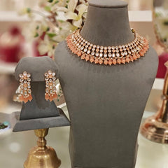 Gauhar peach Neckline Set