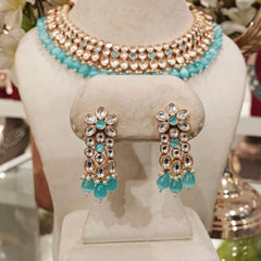 Gauhar Aqua Neckline Set